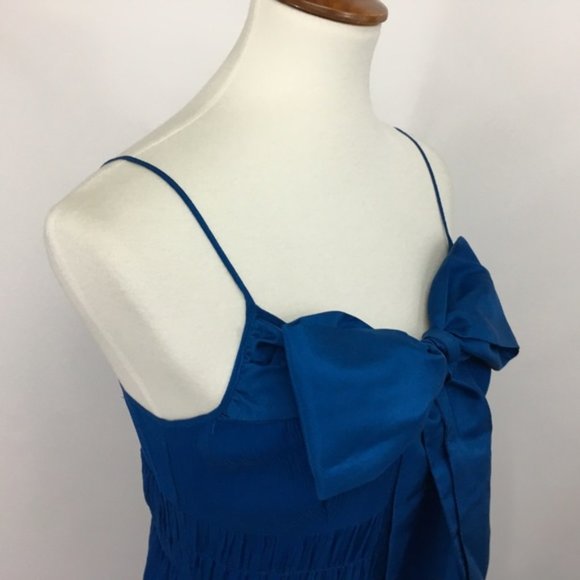 Moulinette Soeurs Anthro Blue Silk Tie Dress Sz10 - Picture 3 of 16